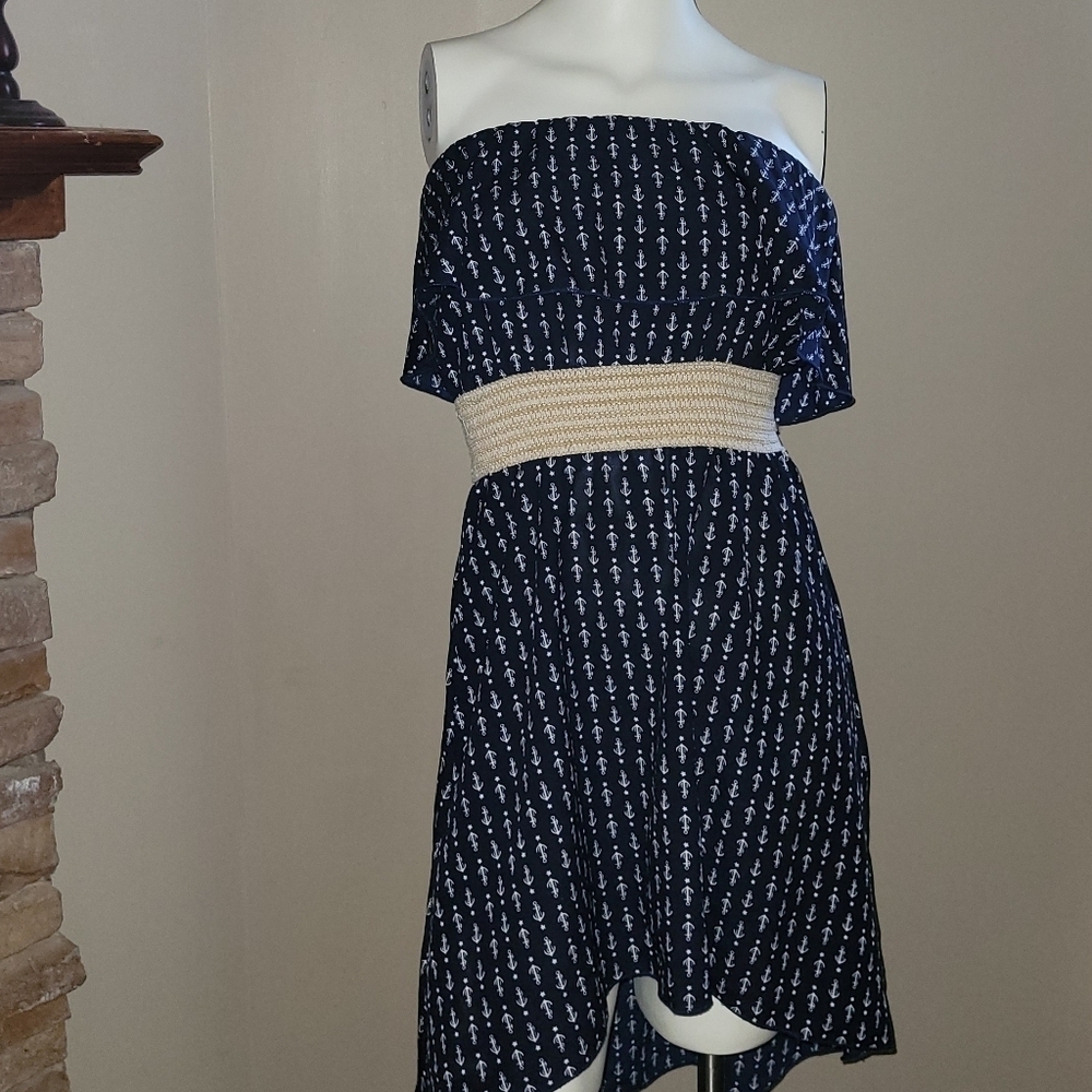 Ocean drive clothing Co Small strapless dress anchors